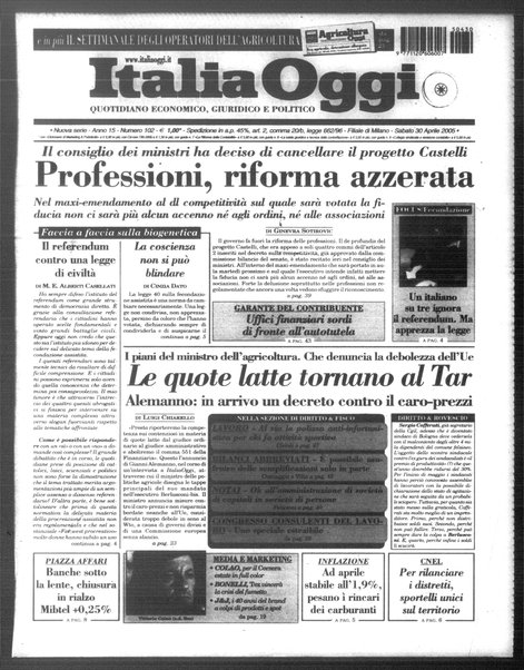 Italia oggi : quotidiano di economia finanza e politica